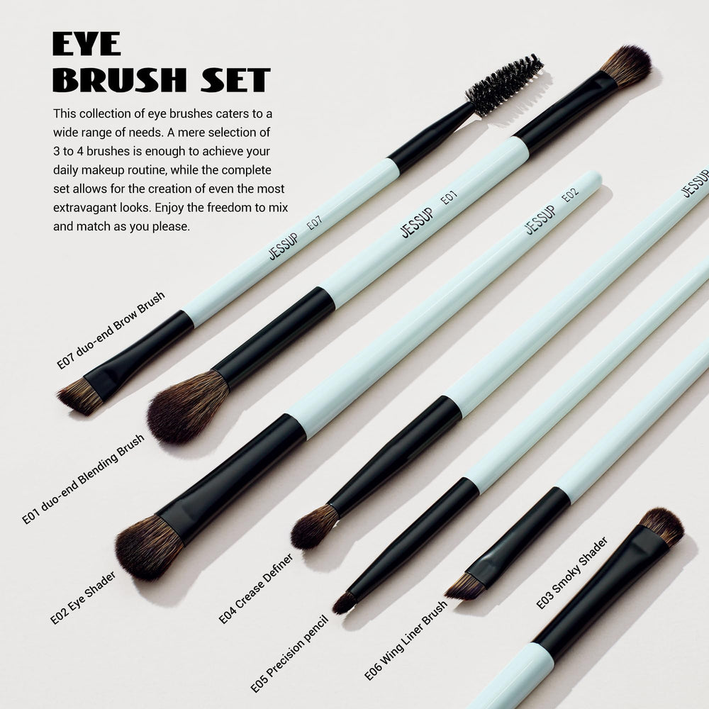 Jessup 7-piece eye brush set for precise blending and detailing.