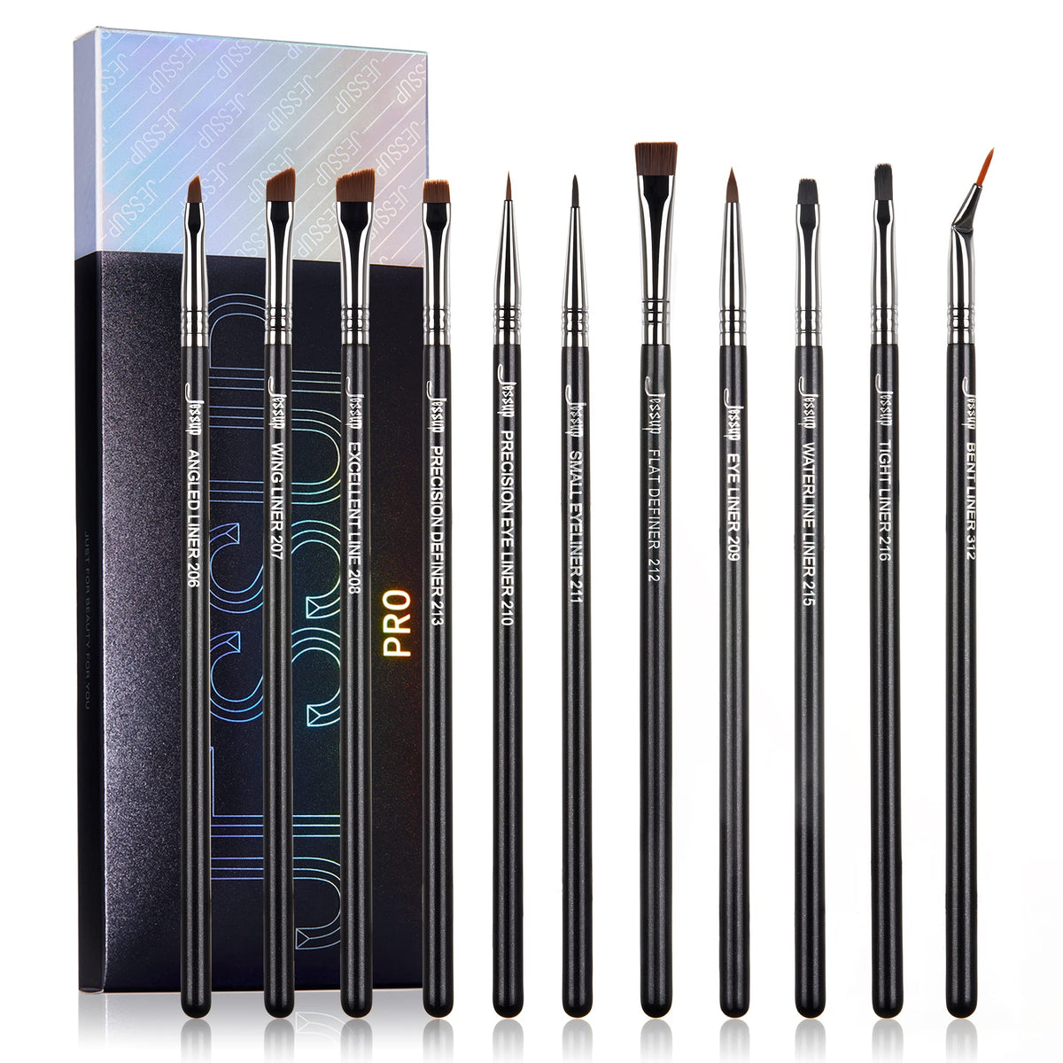 Jessup Eyeliner Brush Set angled-tip for precise winged liner