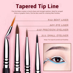 Jessup Eyeliner Brush Set flat-tip for thin lashline lines