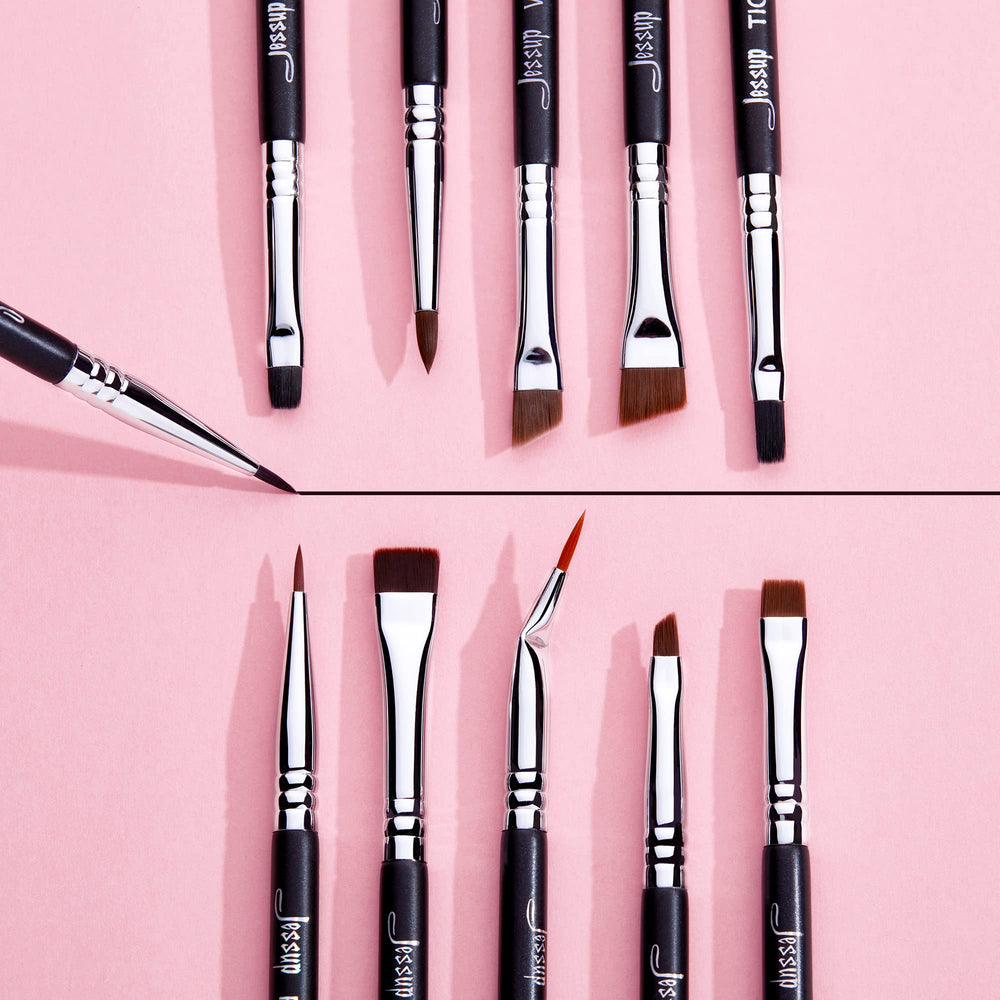 Jessup Eyeliner Brush Set silver-ferrule for durable bristles