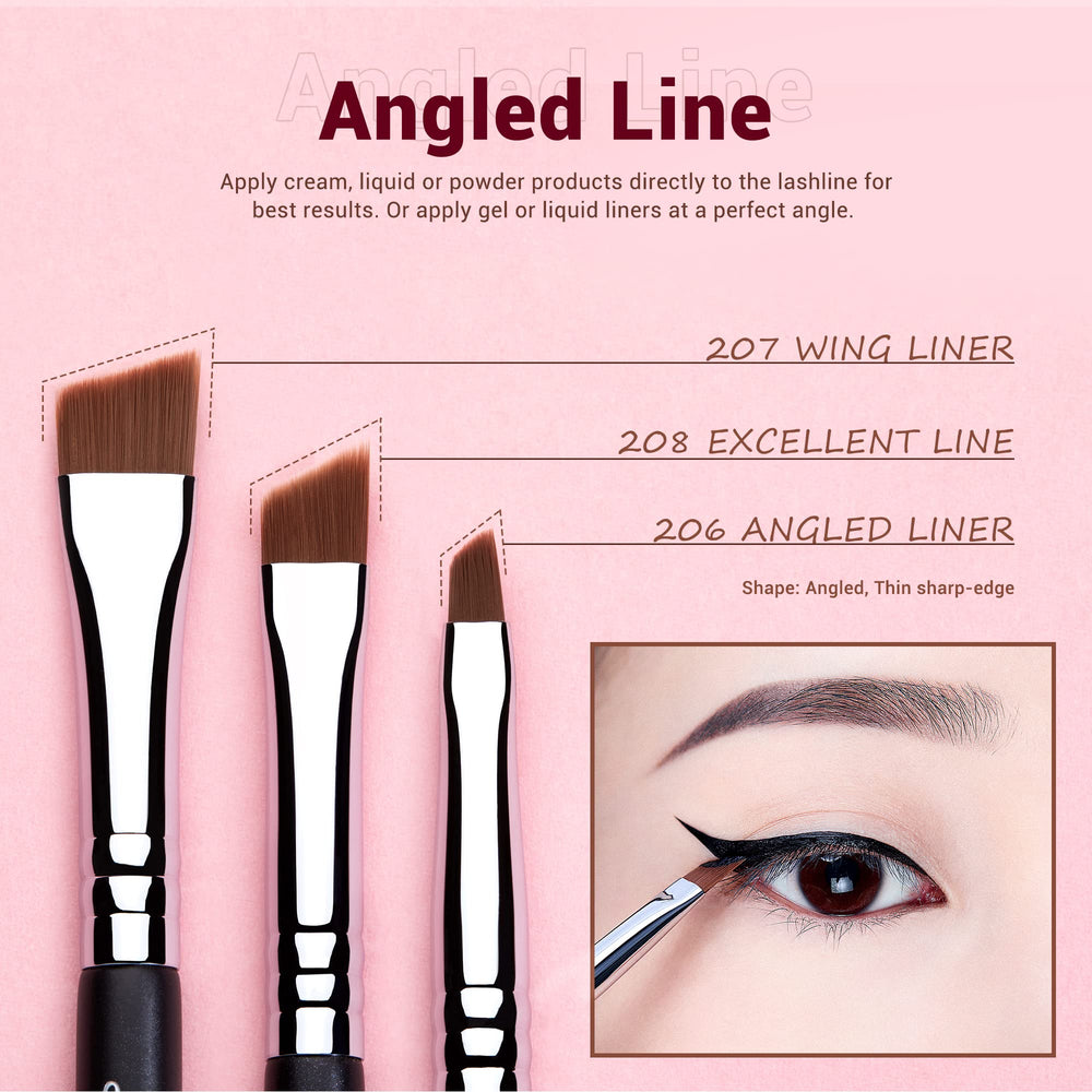 Jessup Eyeliner Brush Set waterline brushes for upper or lower lines