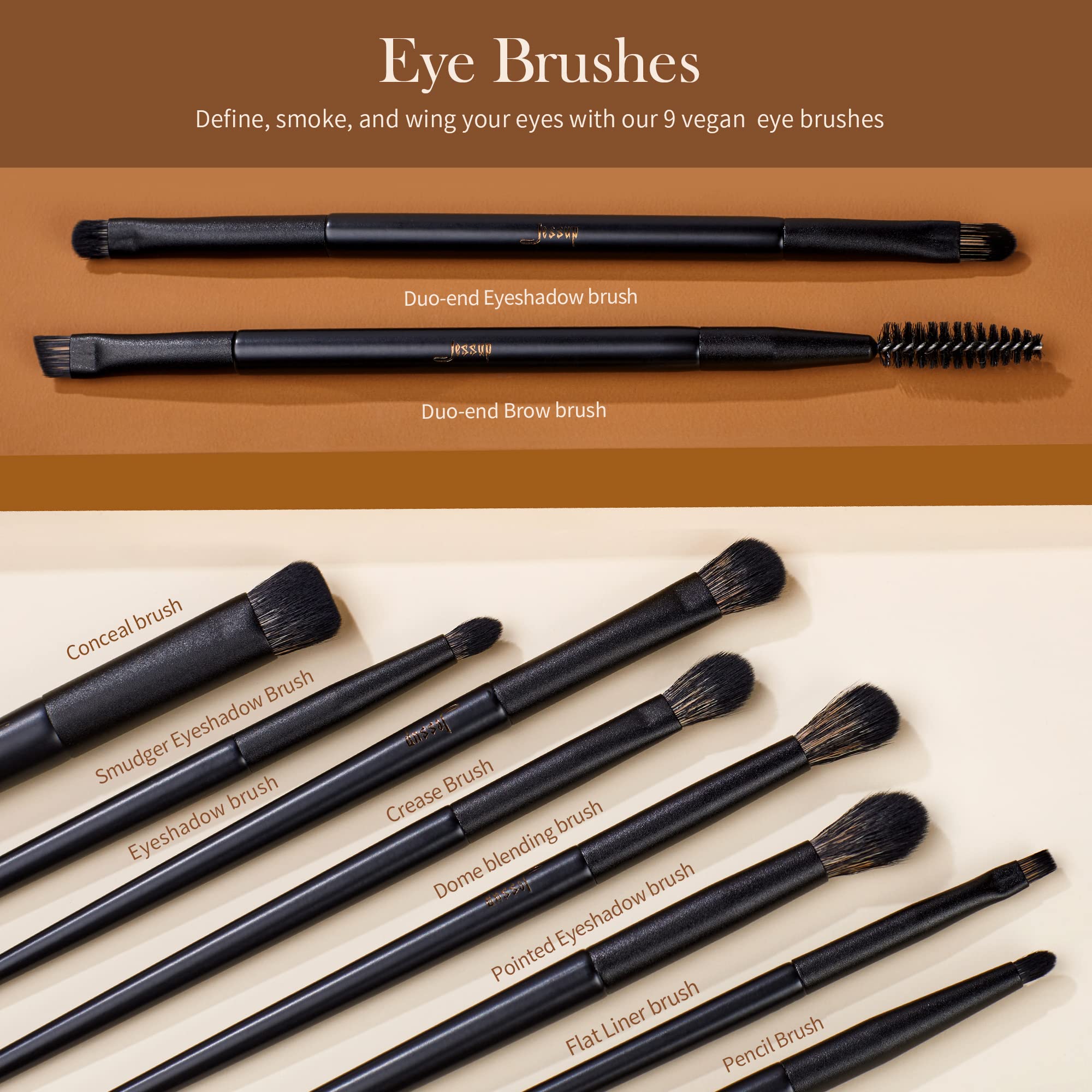 Jessup eyeshadow brush set for versatile textures and seamless blending.