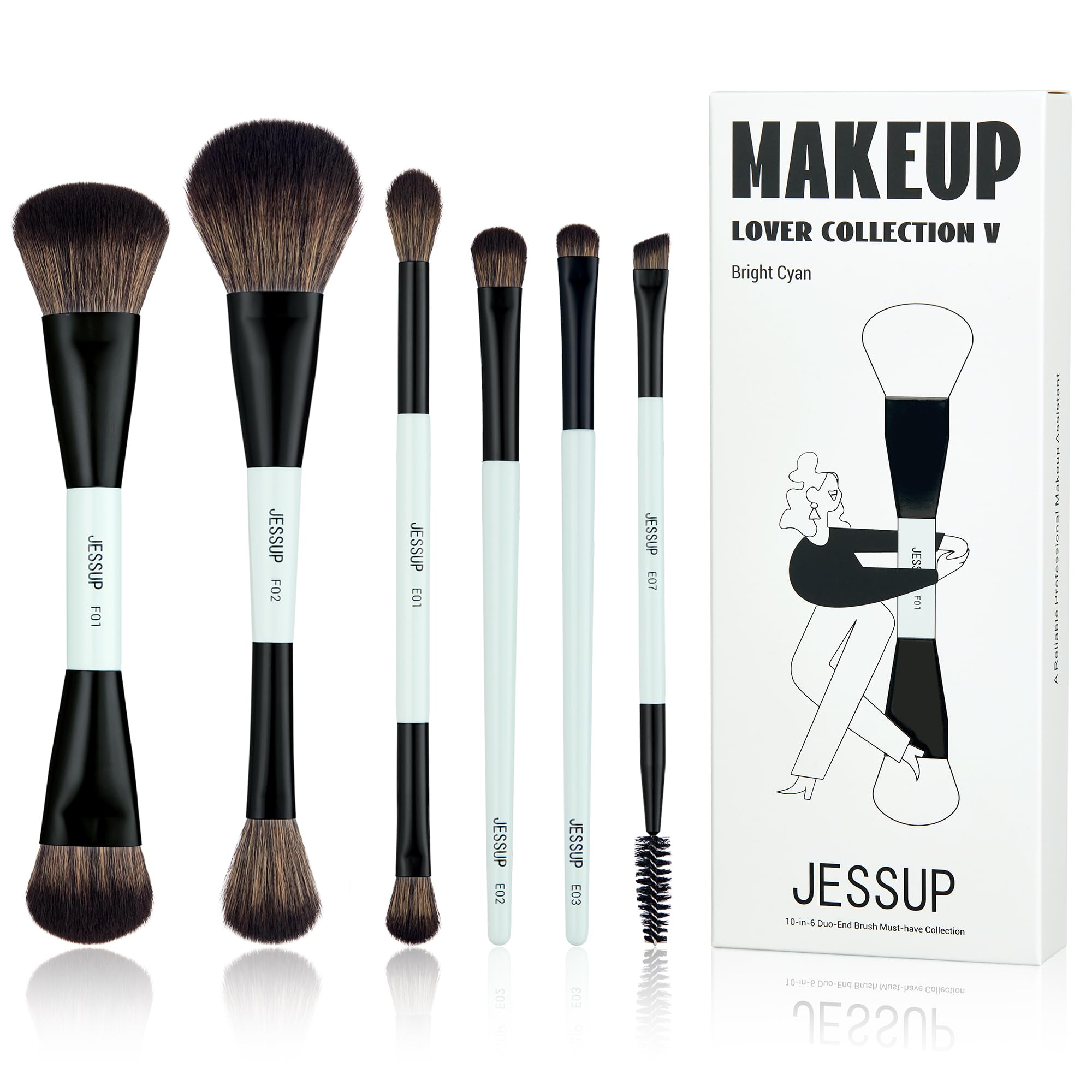 Jessup 6pc foundation-application brush for smooth, even base and flawless skin tone