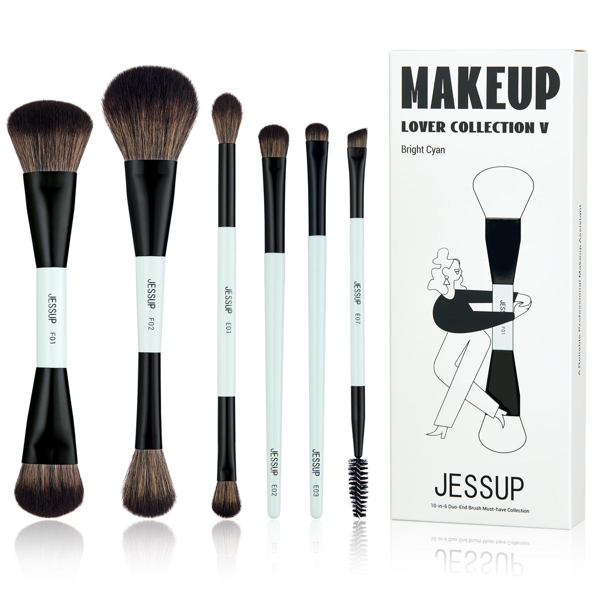 Jessup 6pc foundation-application brush for smooth, even base and flawless skin tone