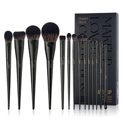 Jessup makeup brush set in black packaging with premium synthetic bristles for flawless base makeup.