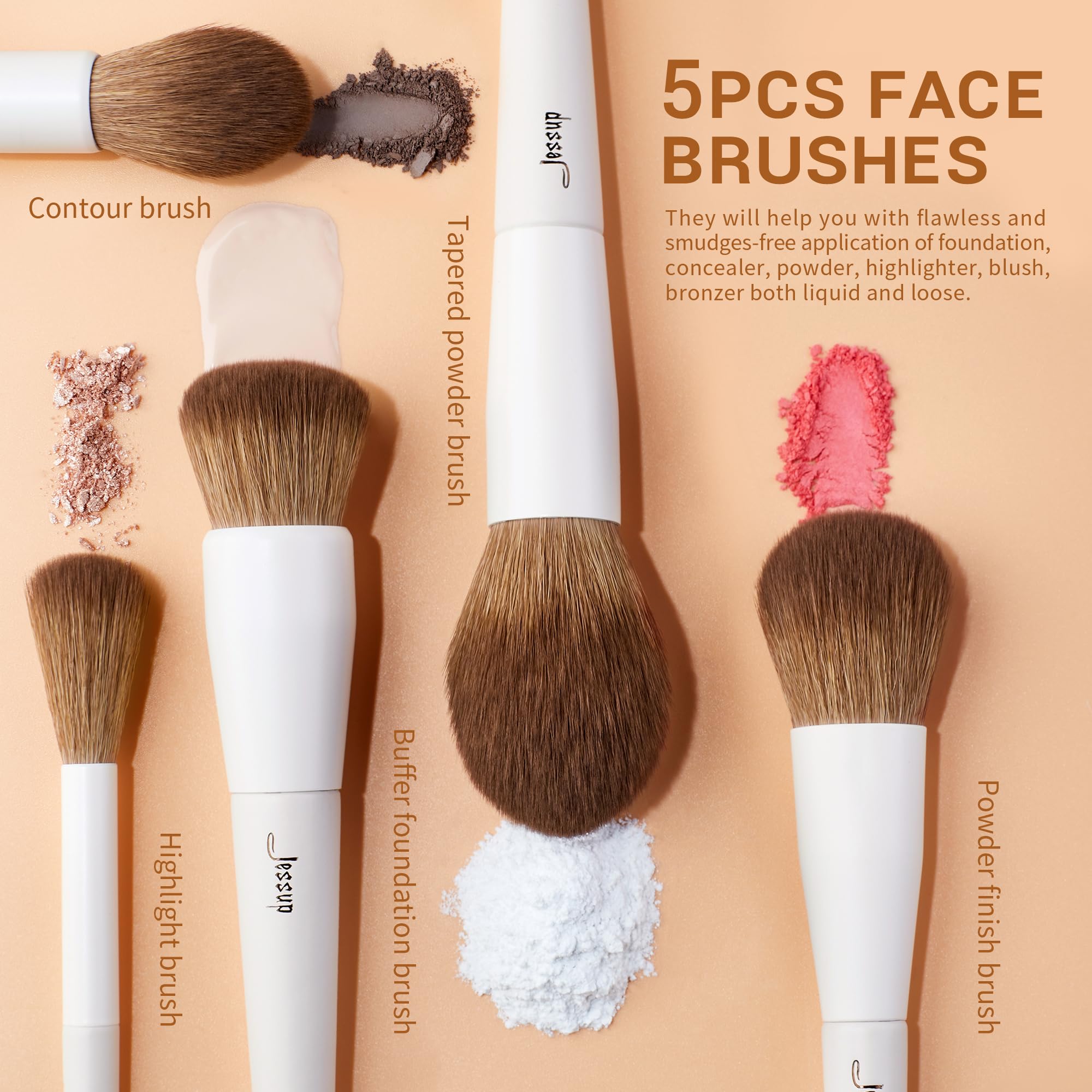Jessup powder brush helps set makeup with a lightweight, natural finish