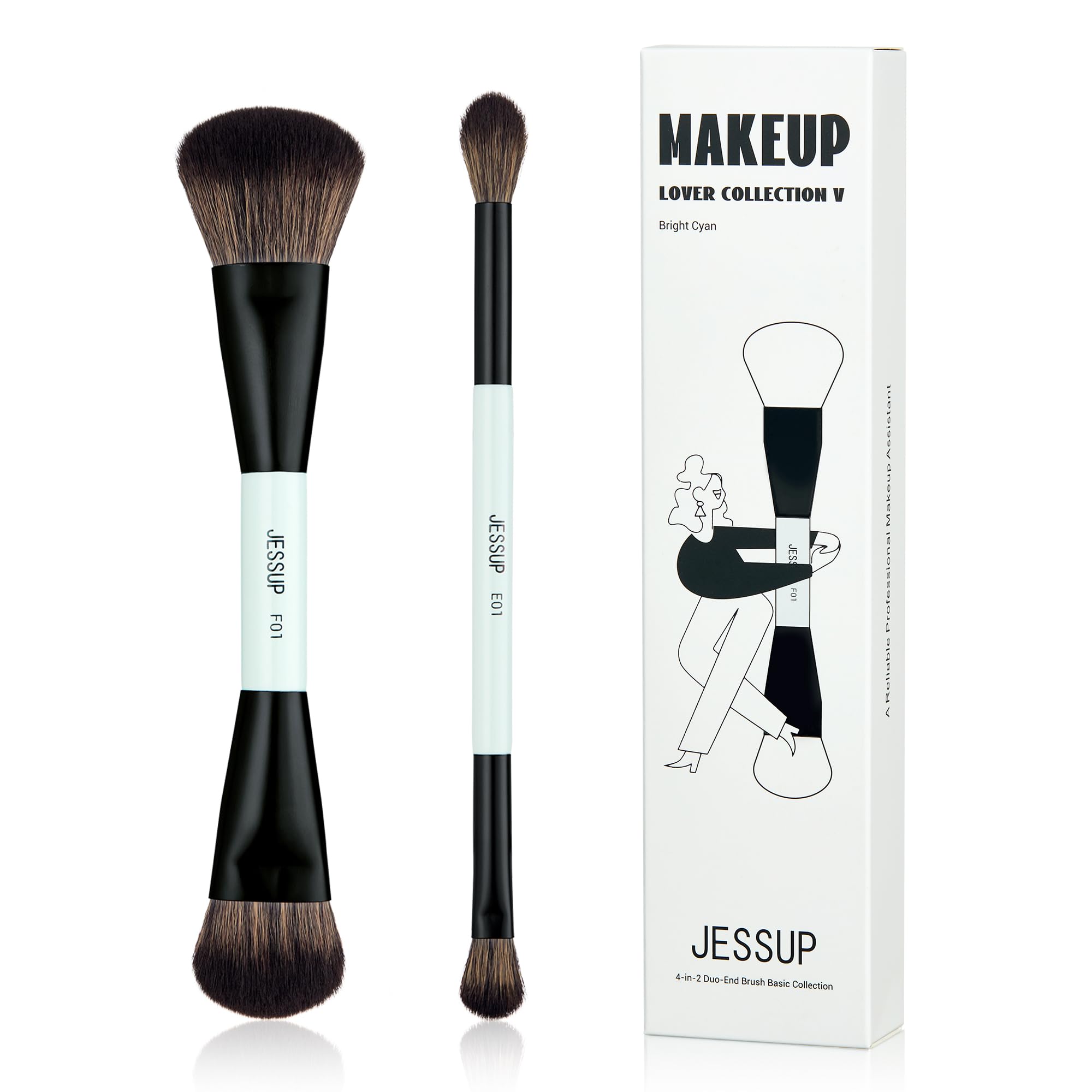 Jessup dual-ended foundation brush with large angled head for precise coverage.