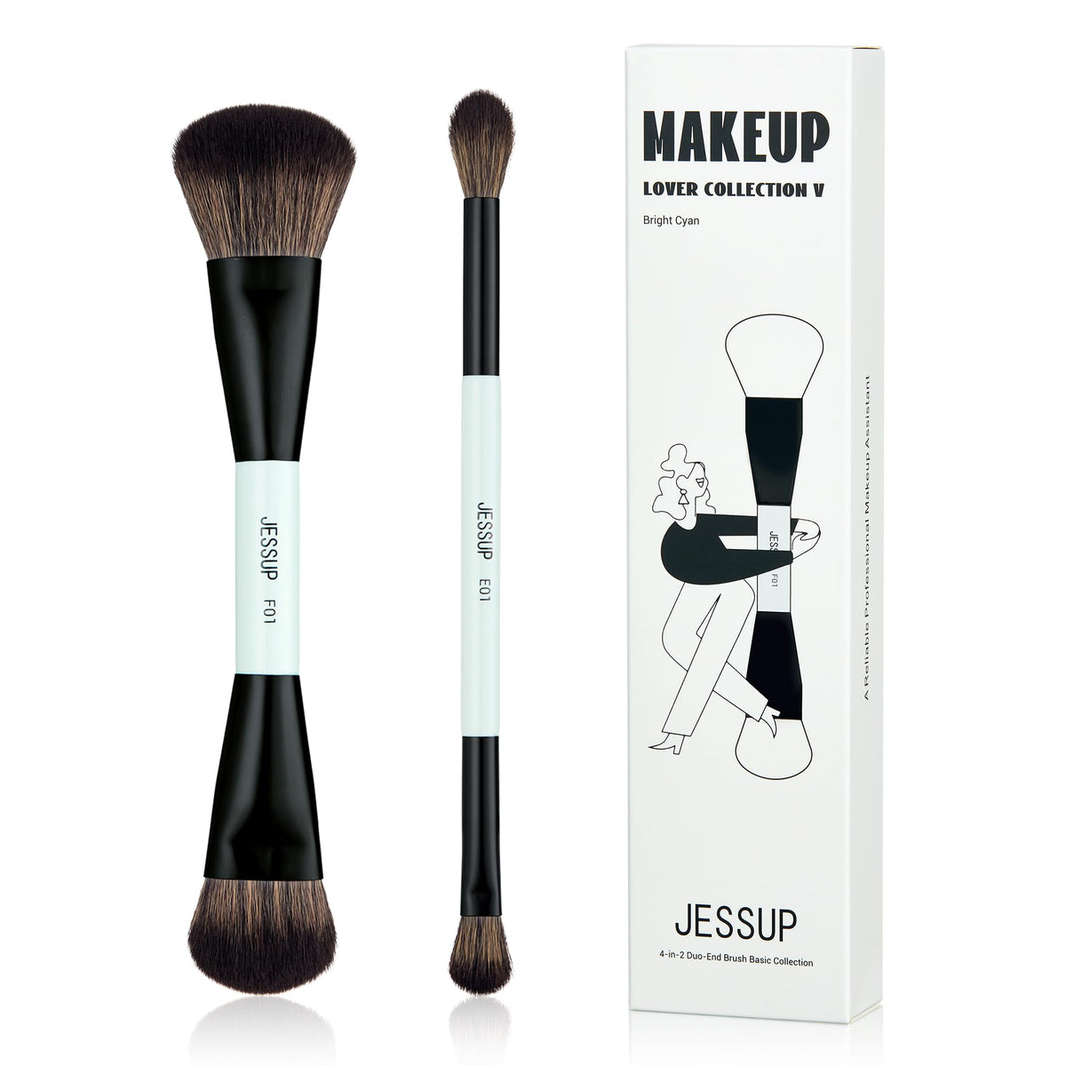 Jessup dual-ended foundation brush with large angled head for precise coverage.