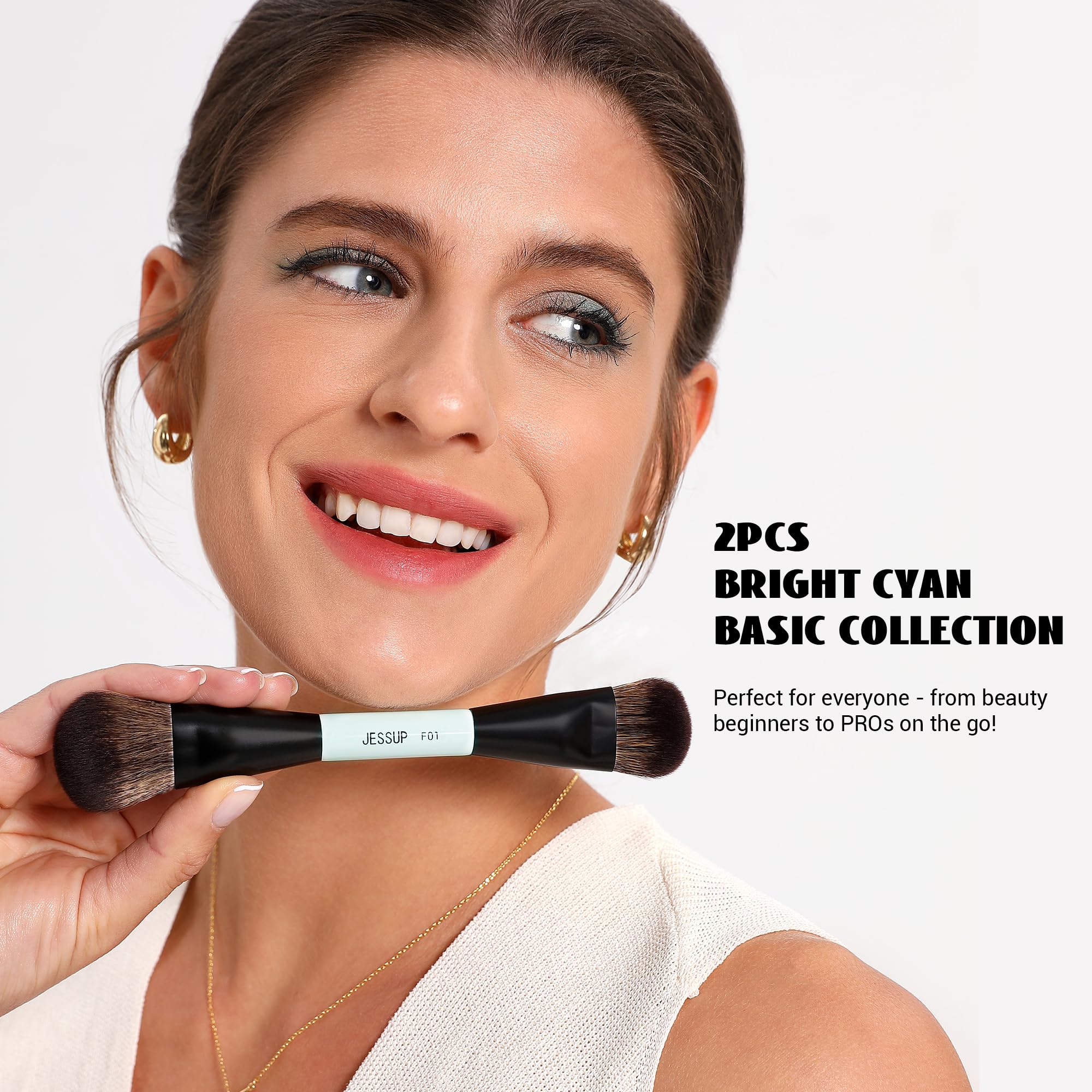 Jessup small angled foundation brush for controlled contour application.
