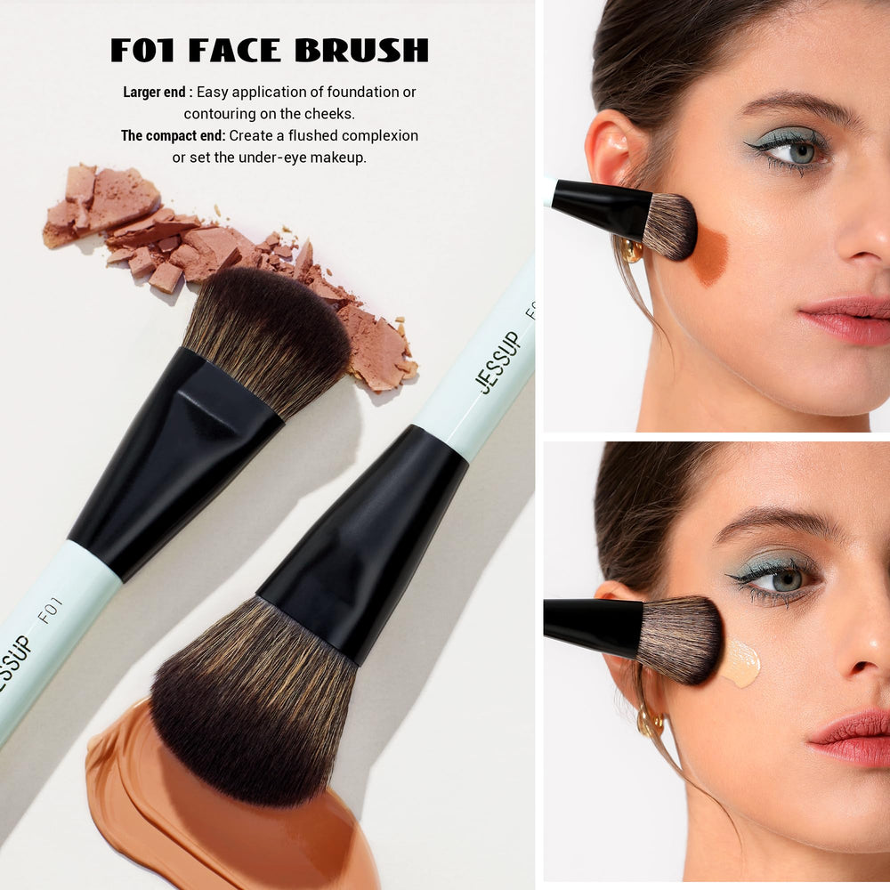 Jessup eye-blending brush for seamless eyeshadow diffusion.