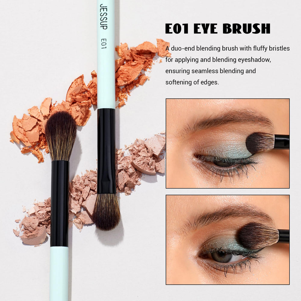 Jessup eye-tapered brush for precise placement of shadow and liner.