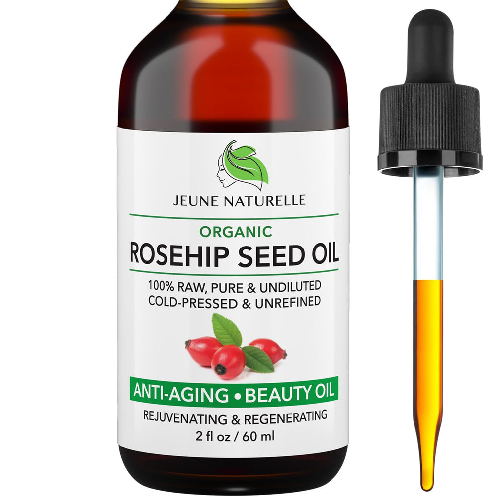 Jeune Naturelle aceite rosa puro en botella, ideal para hidratación diaria de la piel.