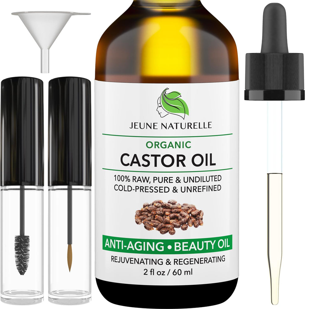 Jeune Naturelle castor oil bottle in glass packaging for purity