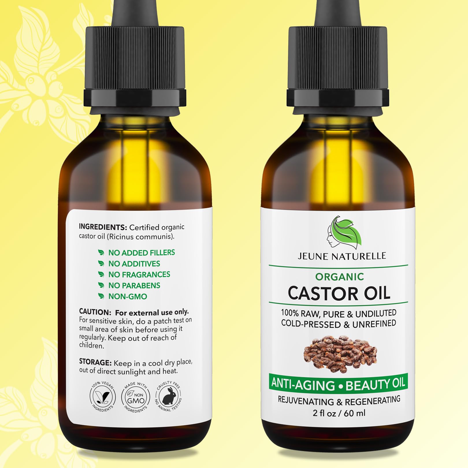 Thick, viscous texture of castor oil ideal for scalp massage