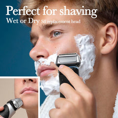 JEVONG Series 8 wet-dry replacement head for easy cleaning and versatile shaving.