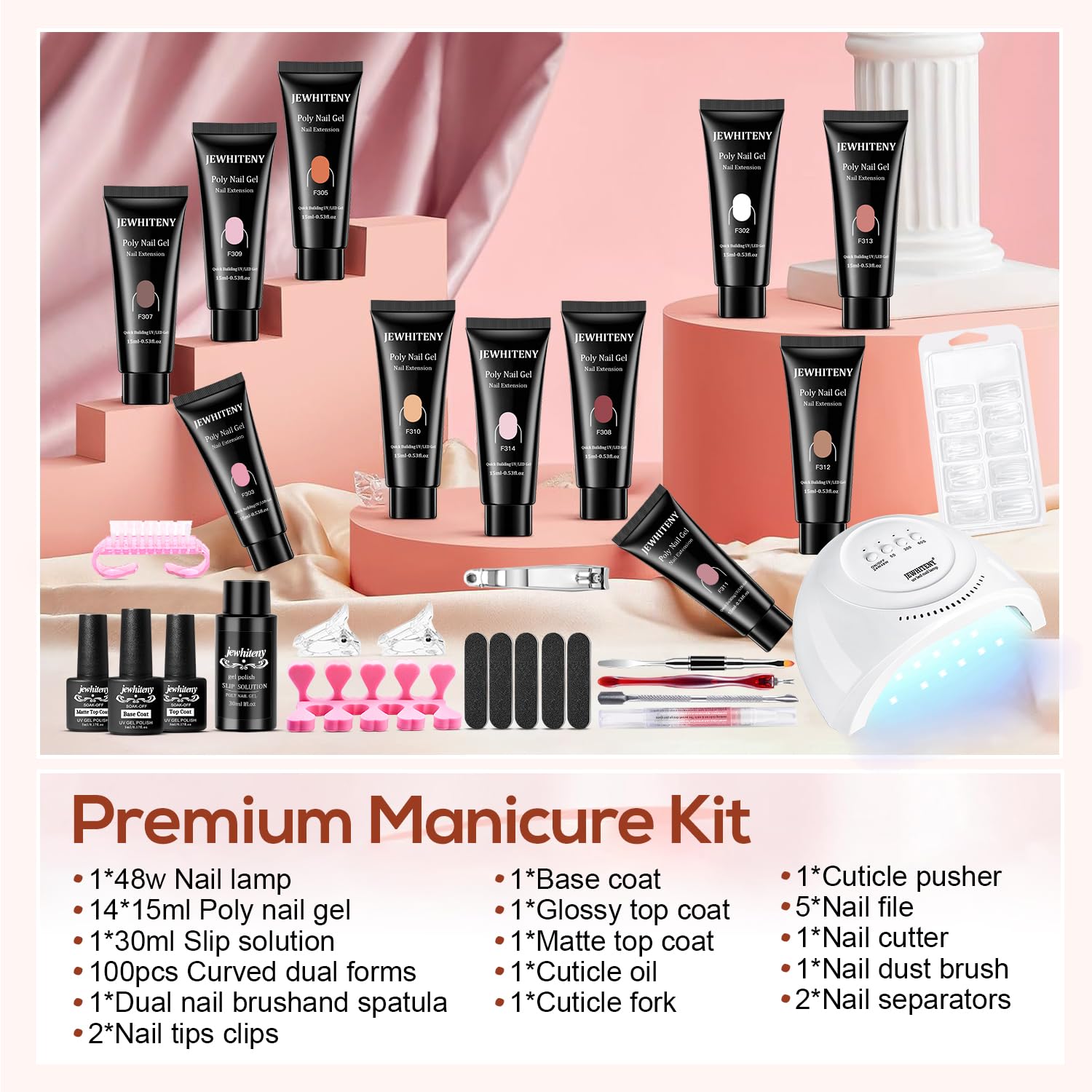 JEWHITENY 14-color poly gel collection for versatile nail designs