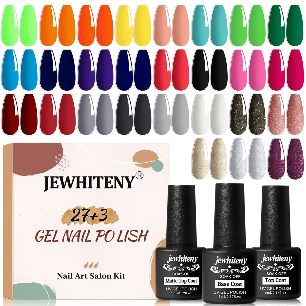 JEWHITENY gel nail polish set with 27 colors for versatile manicures