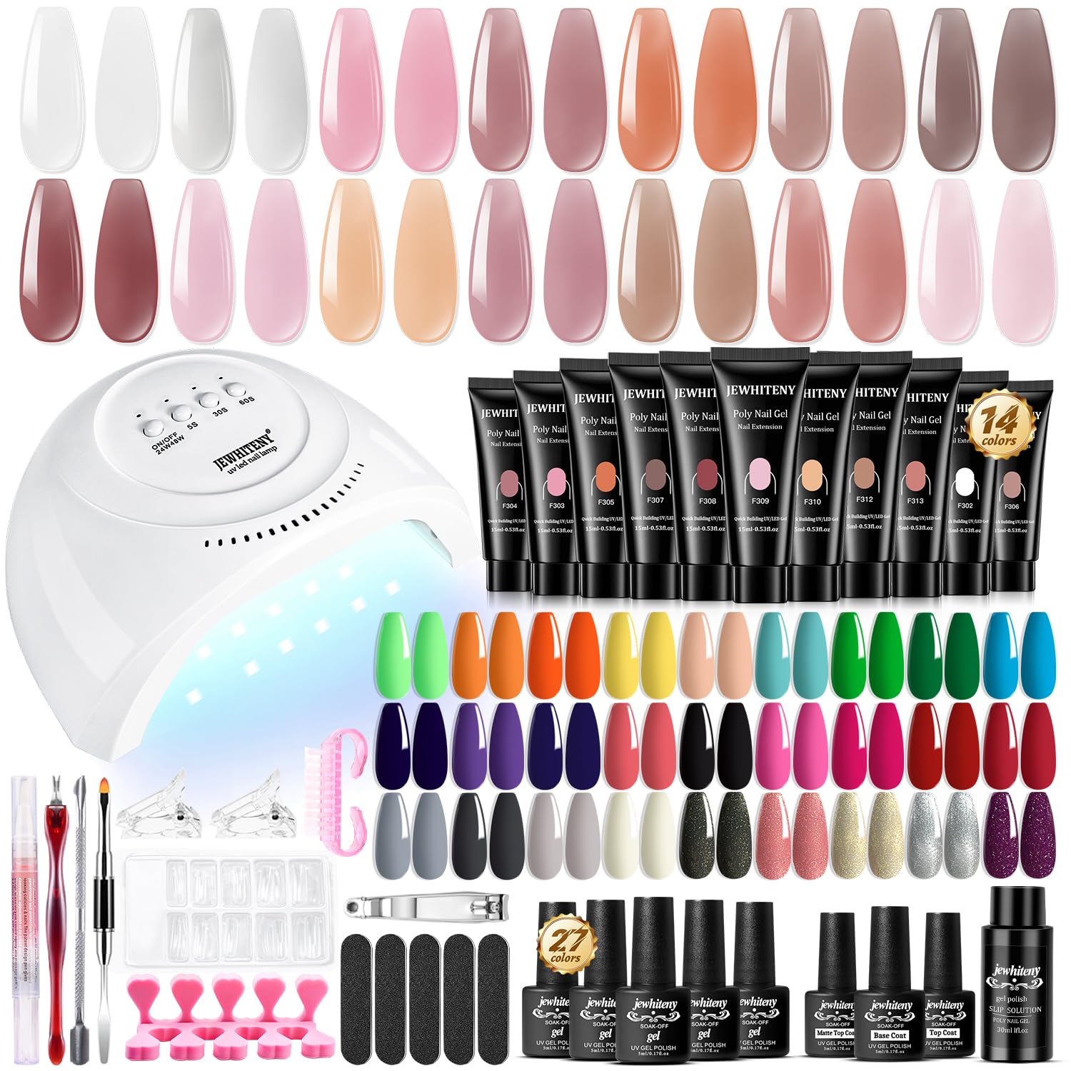 JEWHITENY poly gel kit color palette for home salon nails