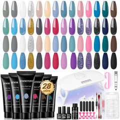 JEWHITENY Kit Gel Poligel con lámpara para curado rápido de uñas