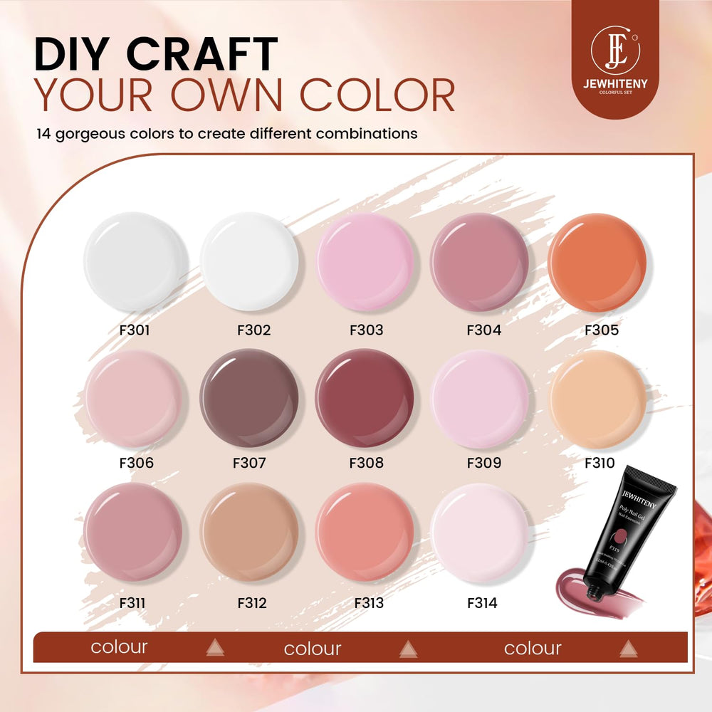 JEWHITENY 14-color poly gel set offers versatile designs
