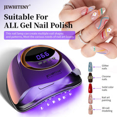 JEWHITENY Purple Fast UV Dryer control panel highlights timer options for precise curing.