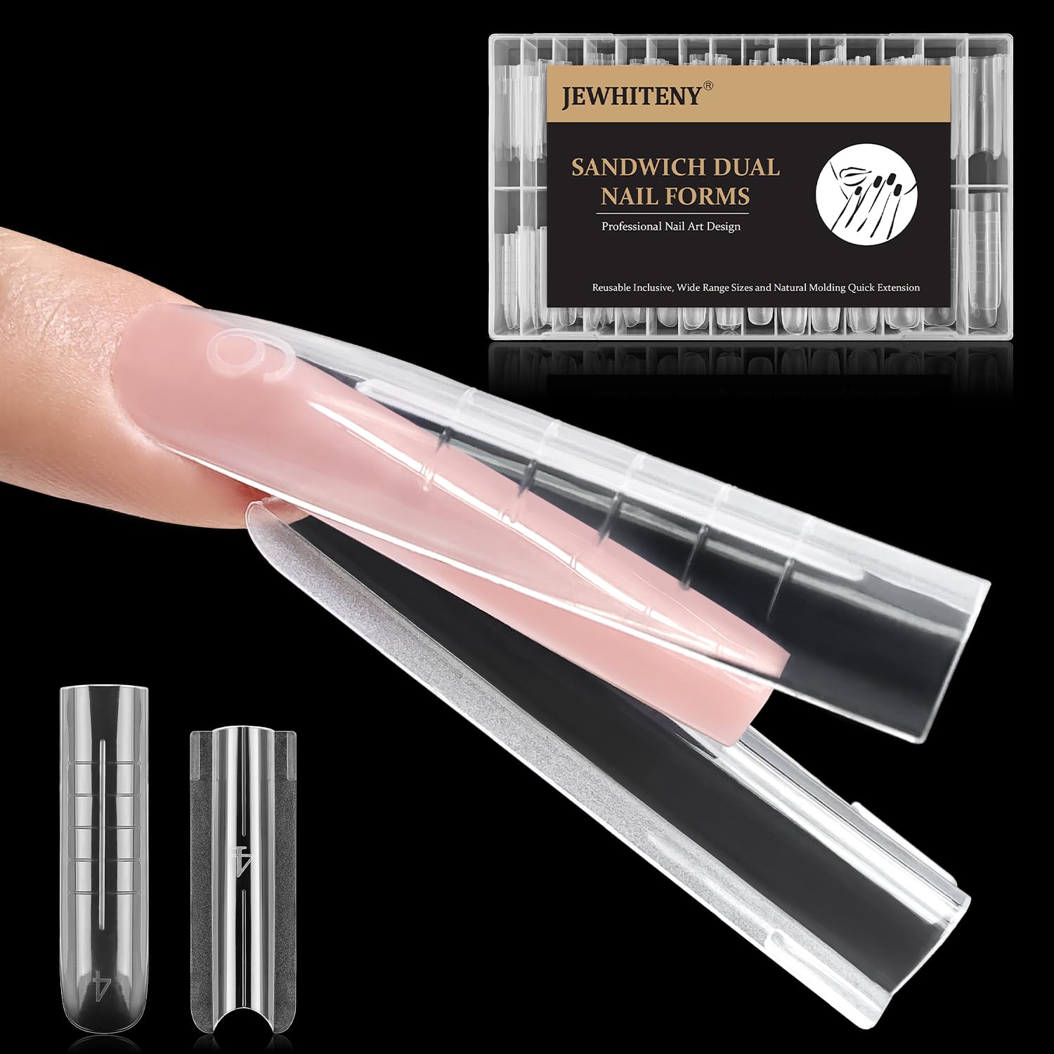 JEWHITENY sandwich-nails-dual-forms 140pcs set for precise extensions
