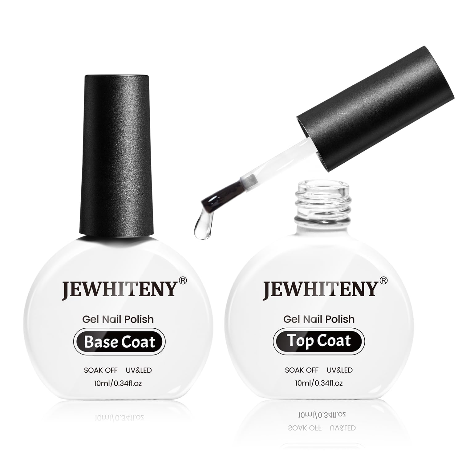 JEWHITENY conjunto gel con base y top-coat para brillo duradero