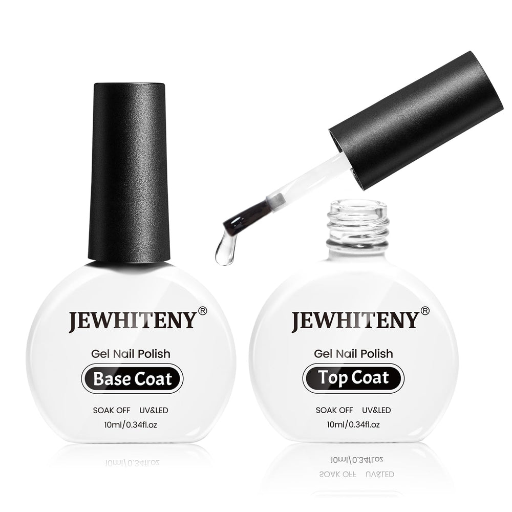 JEWHITENY conjunto gel con base y top-coat para brillo duradero
