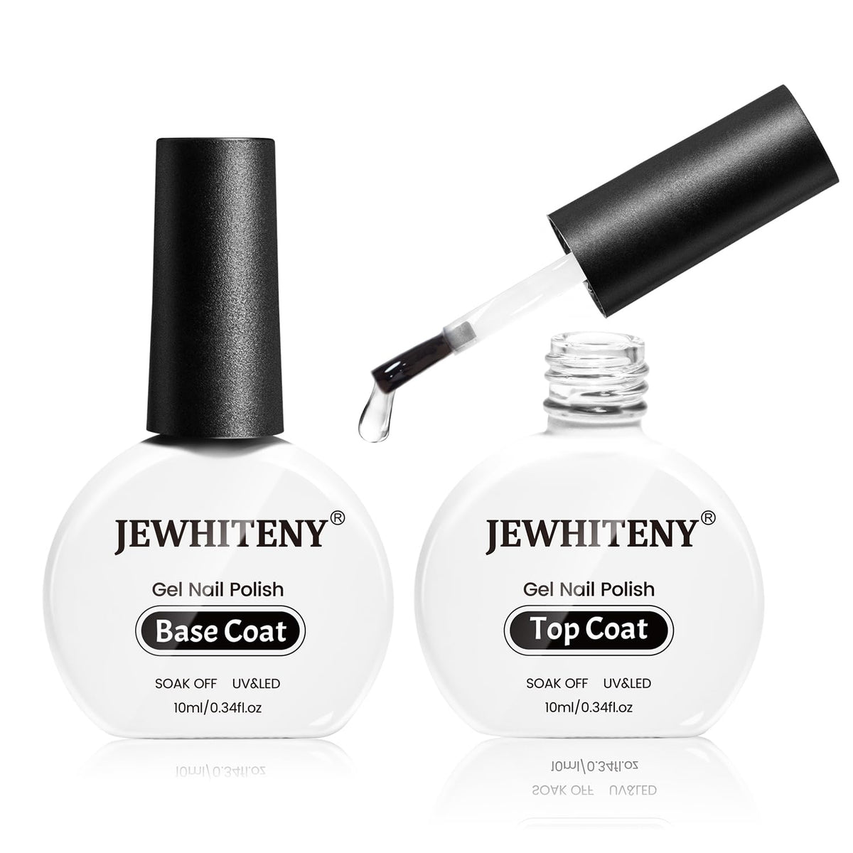 JEWHITENY conjunto gel con base y top-coat para brillo duradero