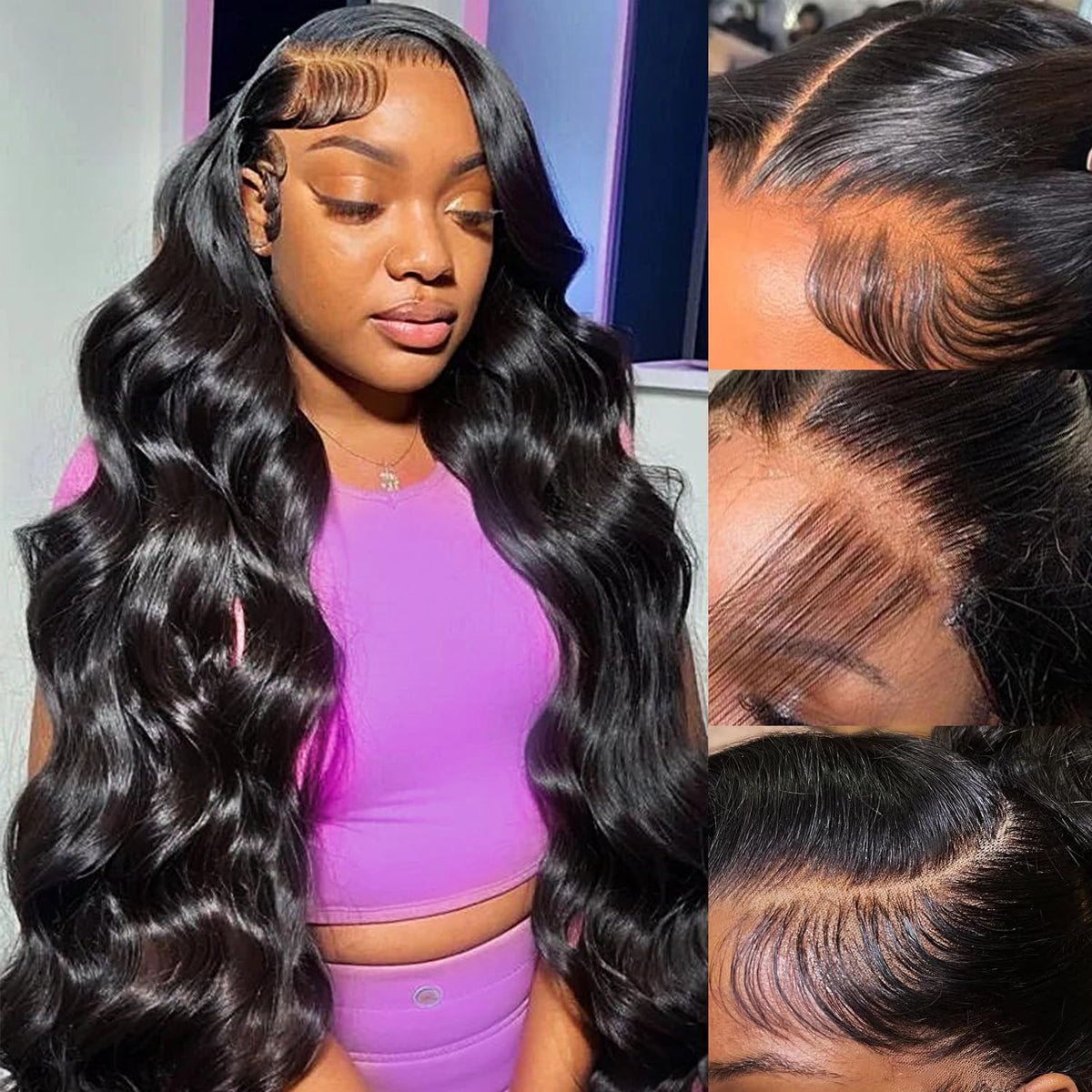 Jexazr 30-inch body wave wig front view with natural hairline and easy styling.