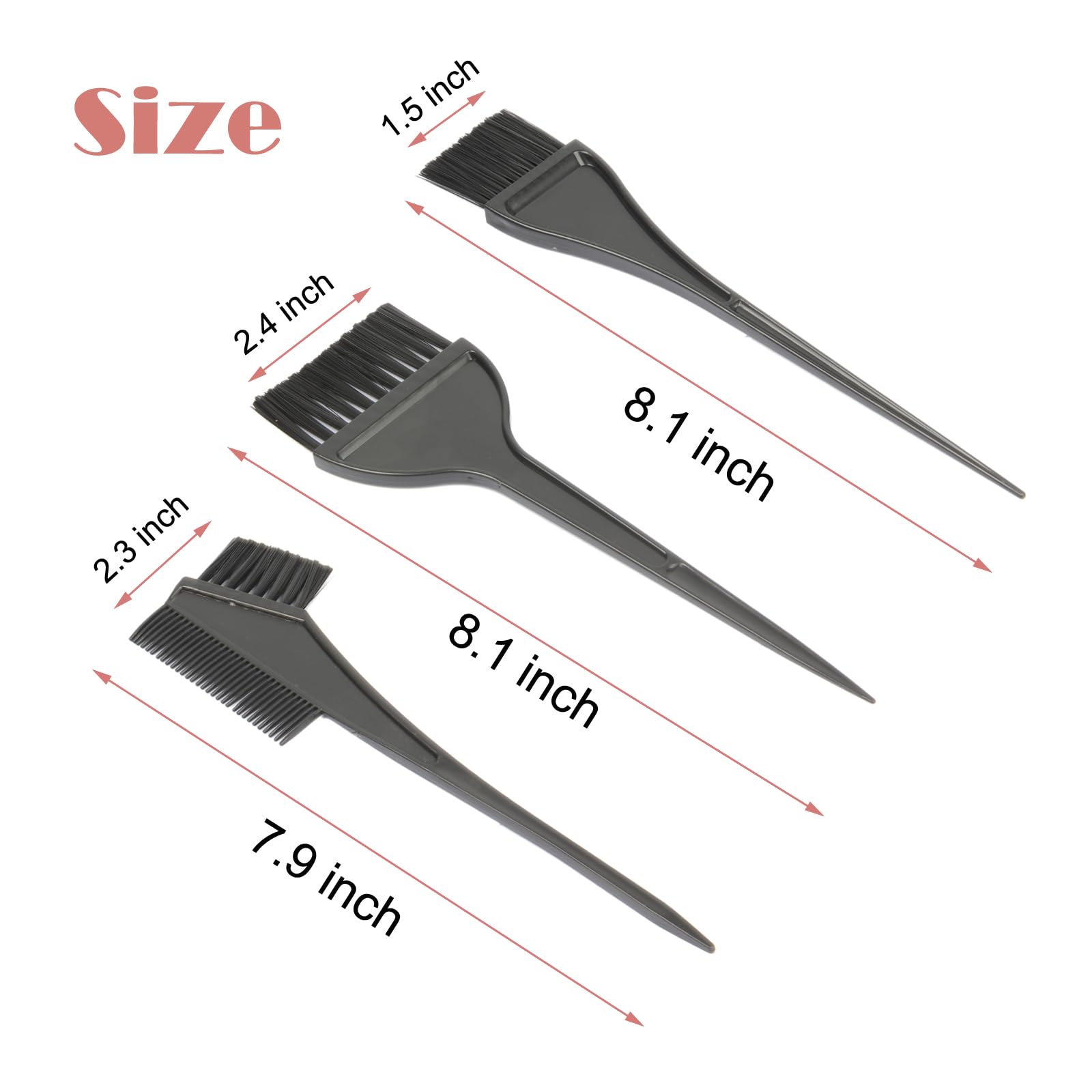 JFFX hair color brush and comb set for various hair lengths