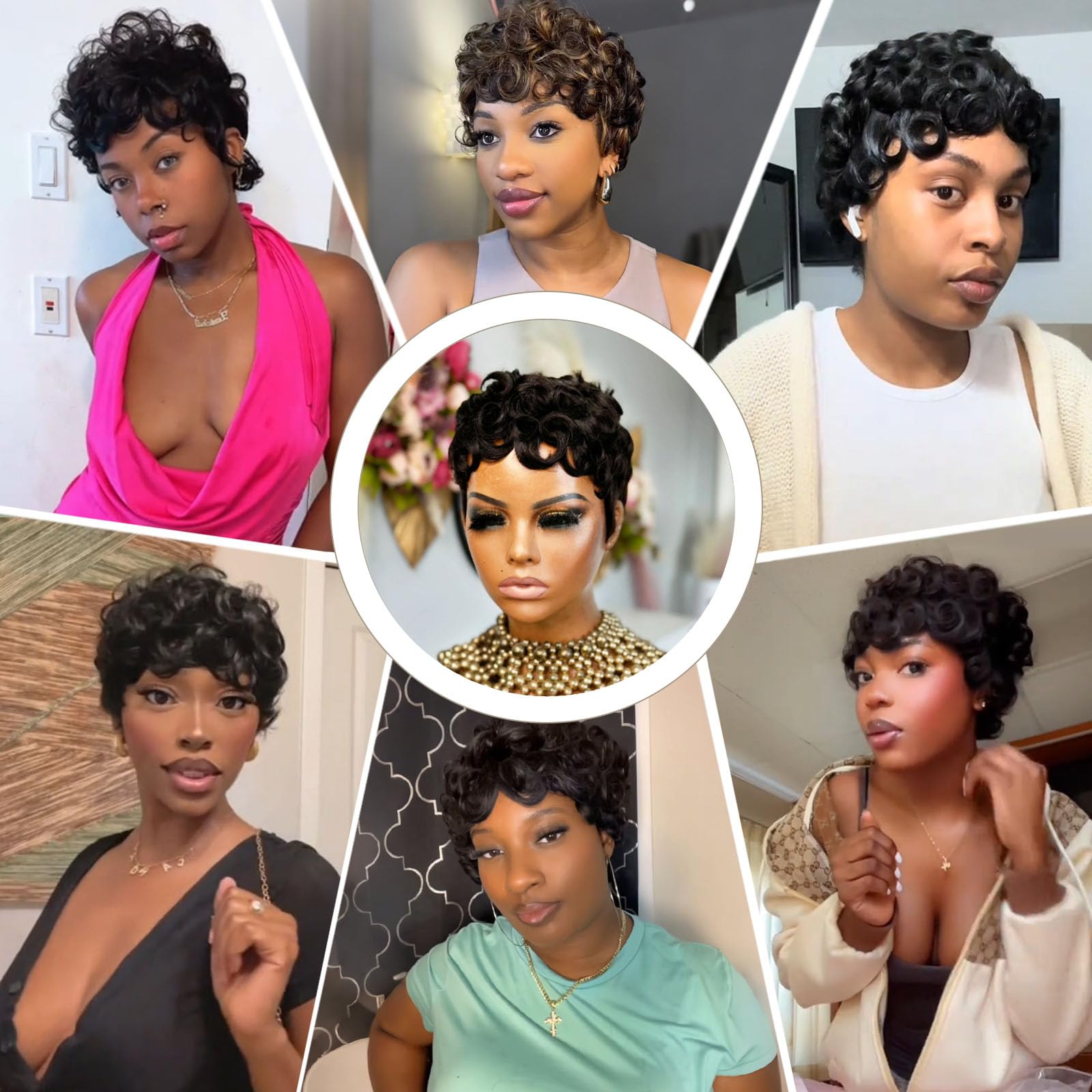 Jgzpfo Pixie Cut Wig glueless strap for quick wear
