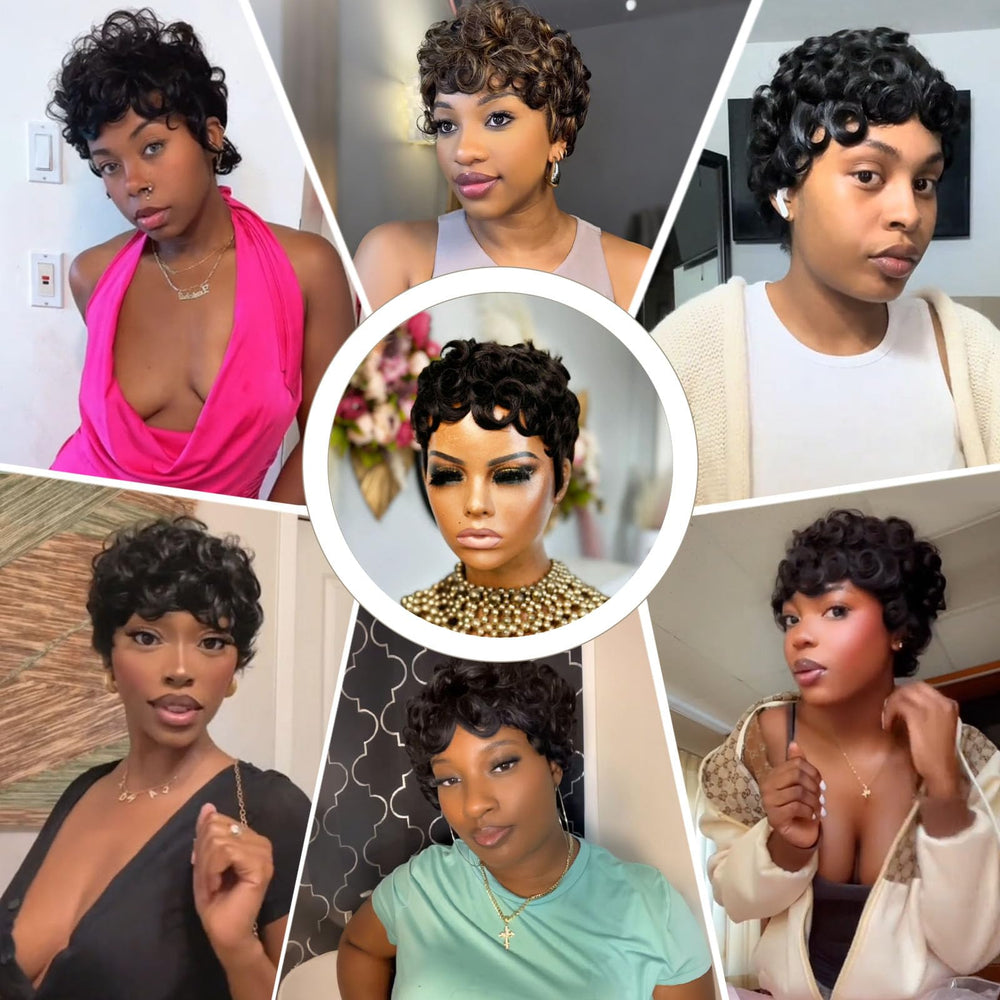 Jgzpfo Pixie Cut Wig glueless strap for quick wear