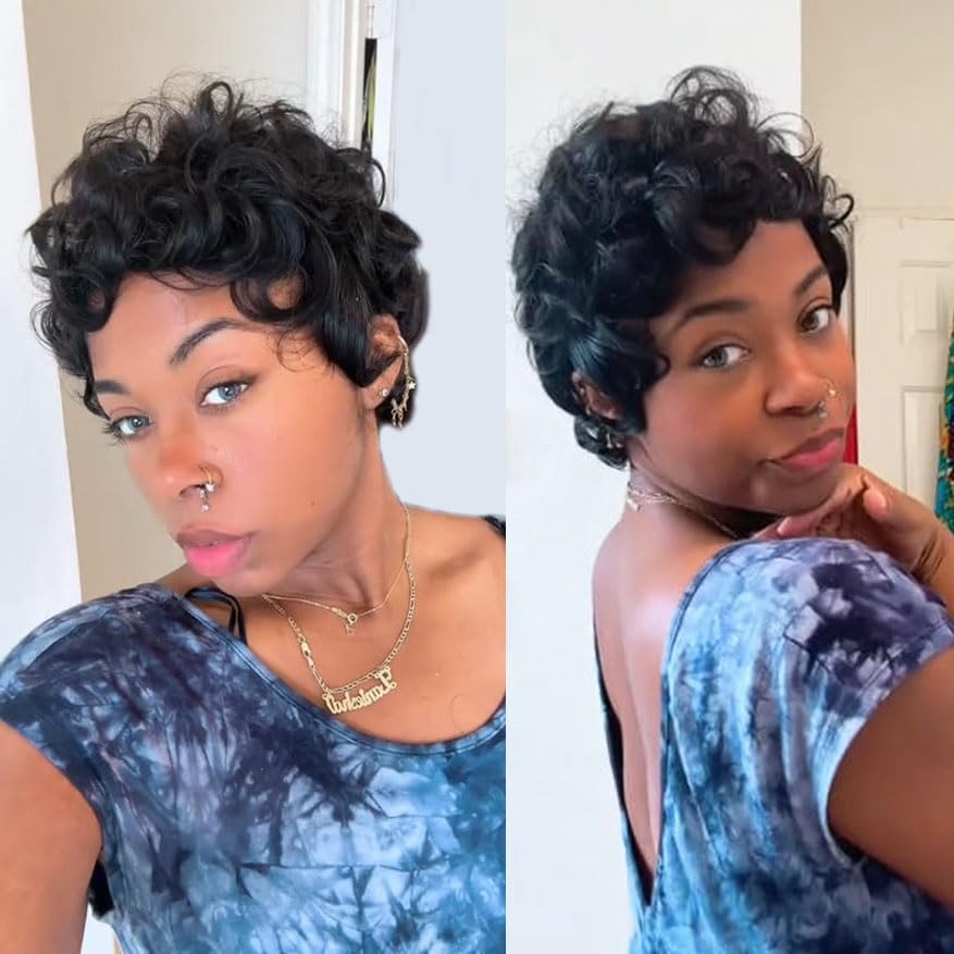 Jgzpfo Pixie Cut Wig hair texture close-up looks natural