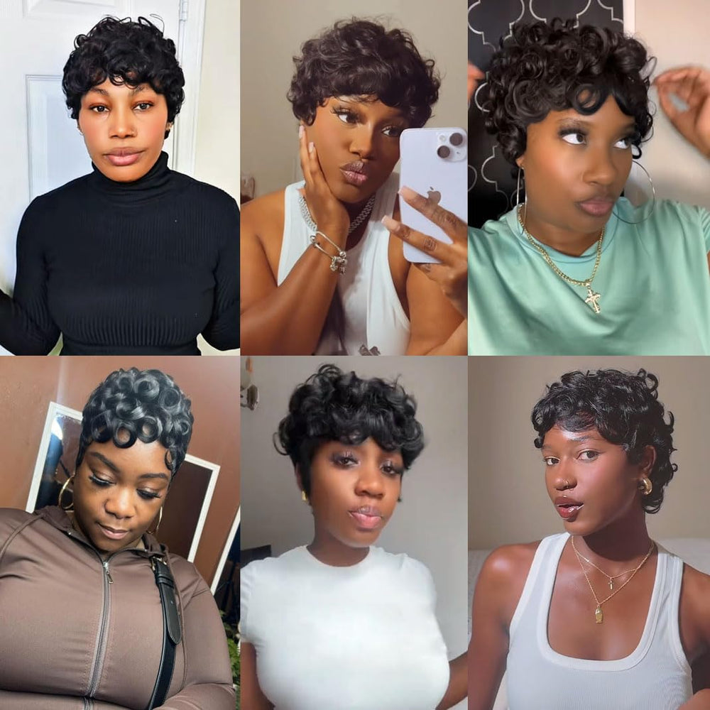 Jgzpfo Pixie Cut Wig model wearing provides chic look