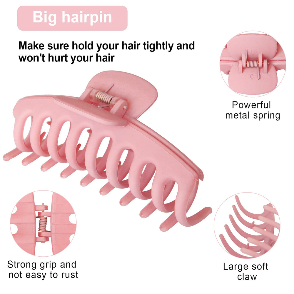 JHHSYU pinza grande rosa, ideal para cabello grueso y peinados diarios.