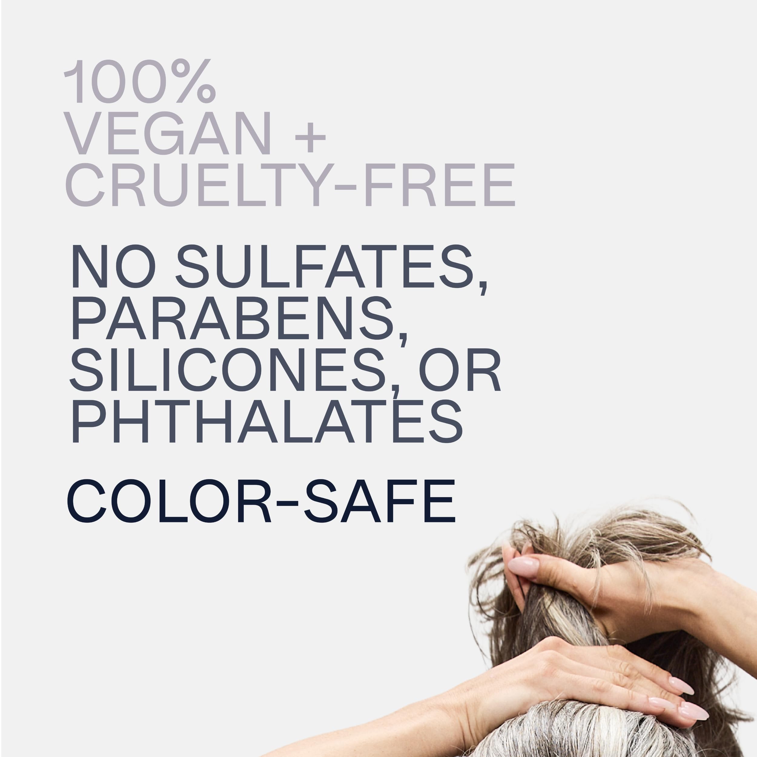Jhirmack Silver Brightening Purple Shampoo before-after demonstrates hair brightening effect.