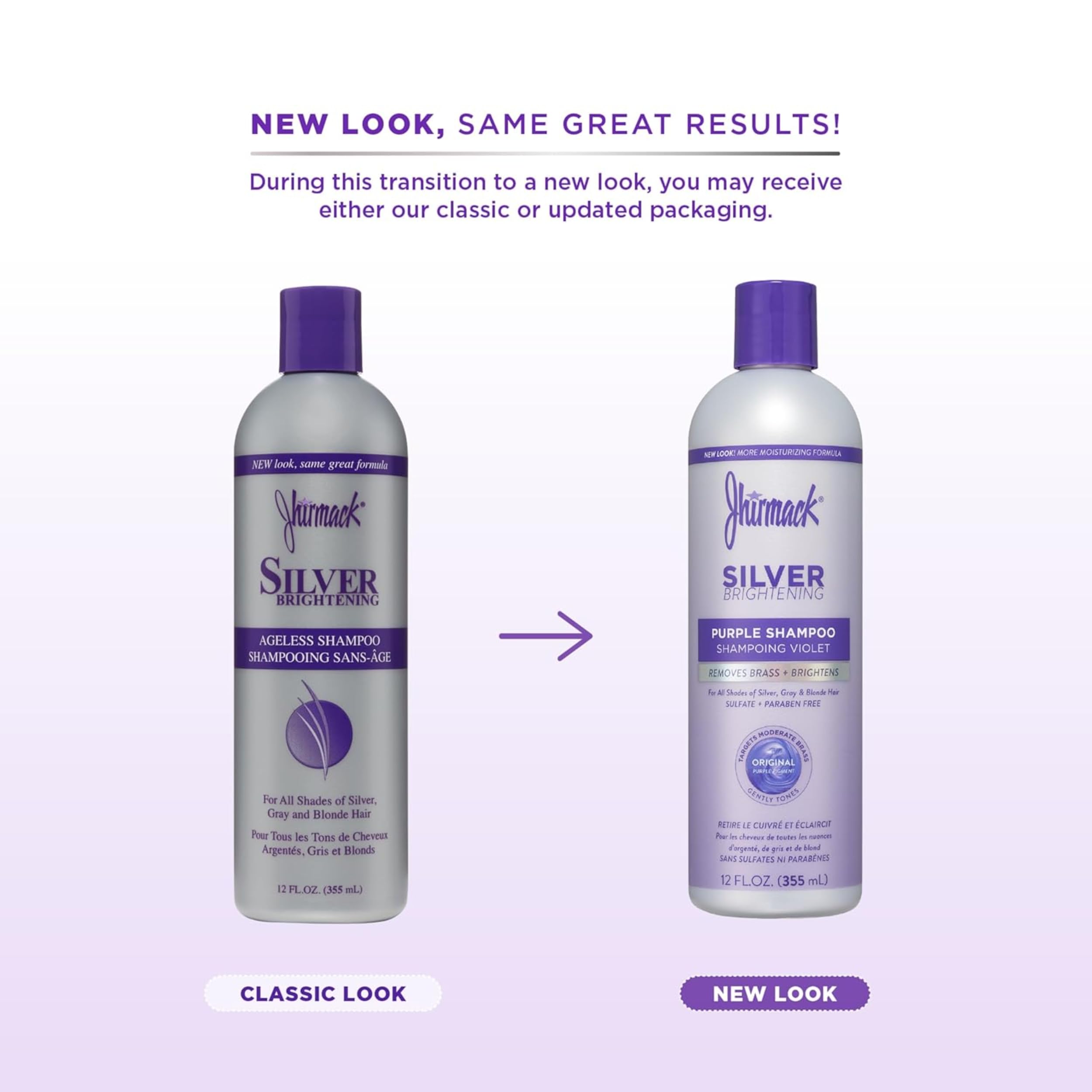Jhirmack Silver Brightening Purple Shampoo CoQ10 close-up highlighting protective formula.