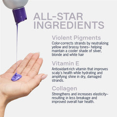 Jhirmack Silver Brightening Purple Shampoo macadamia-oil close-up showing nourishing oils.