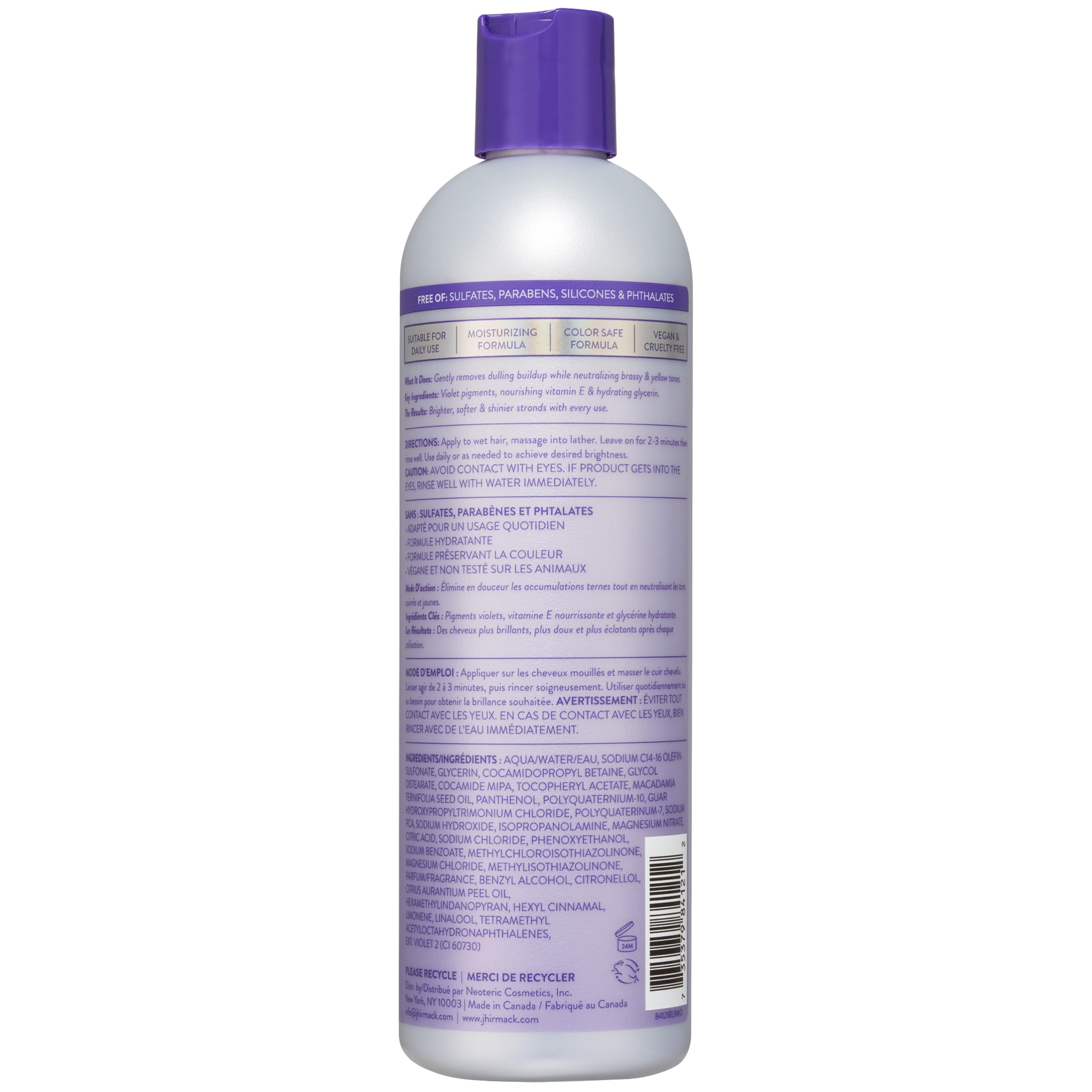 Jhirmack Silver Brightening Purple Shampoo tone-on-hair image showing even silver glow.