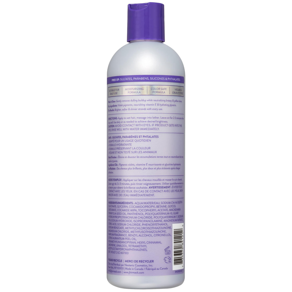 Jhirmack Silver Brightening Purple Shampoo tone-on-hair image showing even silver glow.