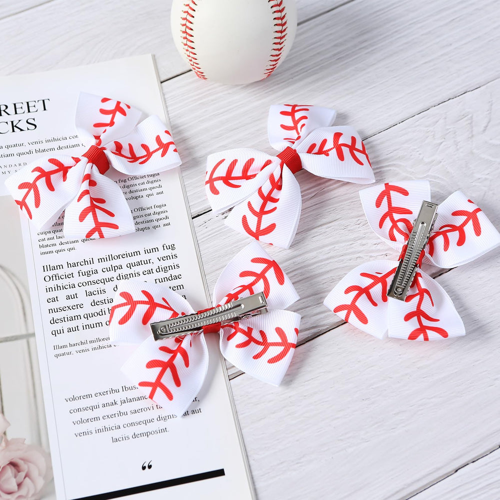 JiaDuo alligator clip baseball bow with secure grip in white