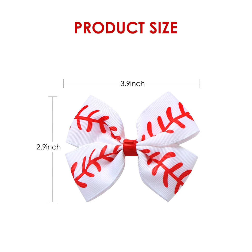 JiaDuo baseball bow clip for babies and girls in white for school cheer