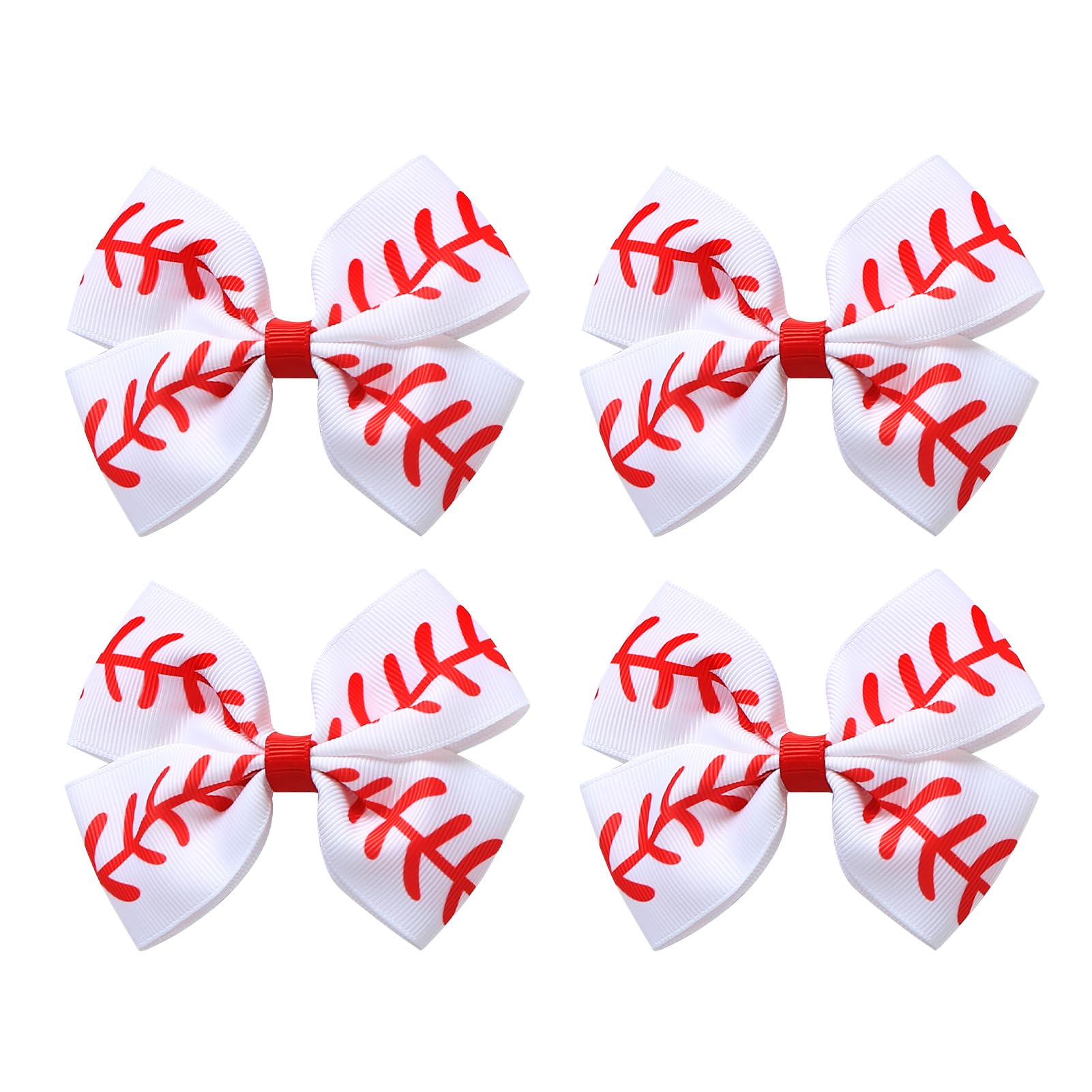 JiaDuo baseball hair bow white 4 inch pack for everyday wear