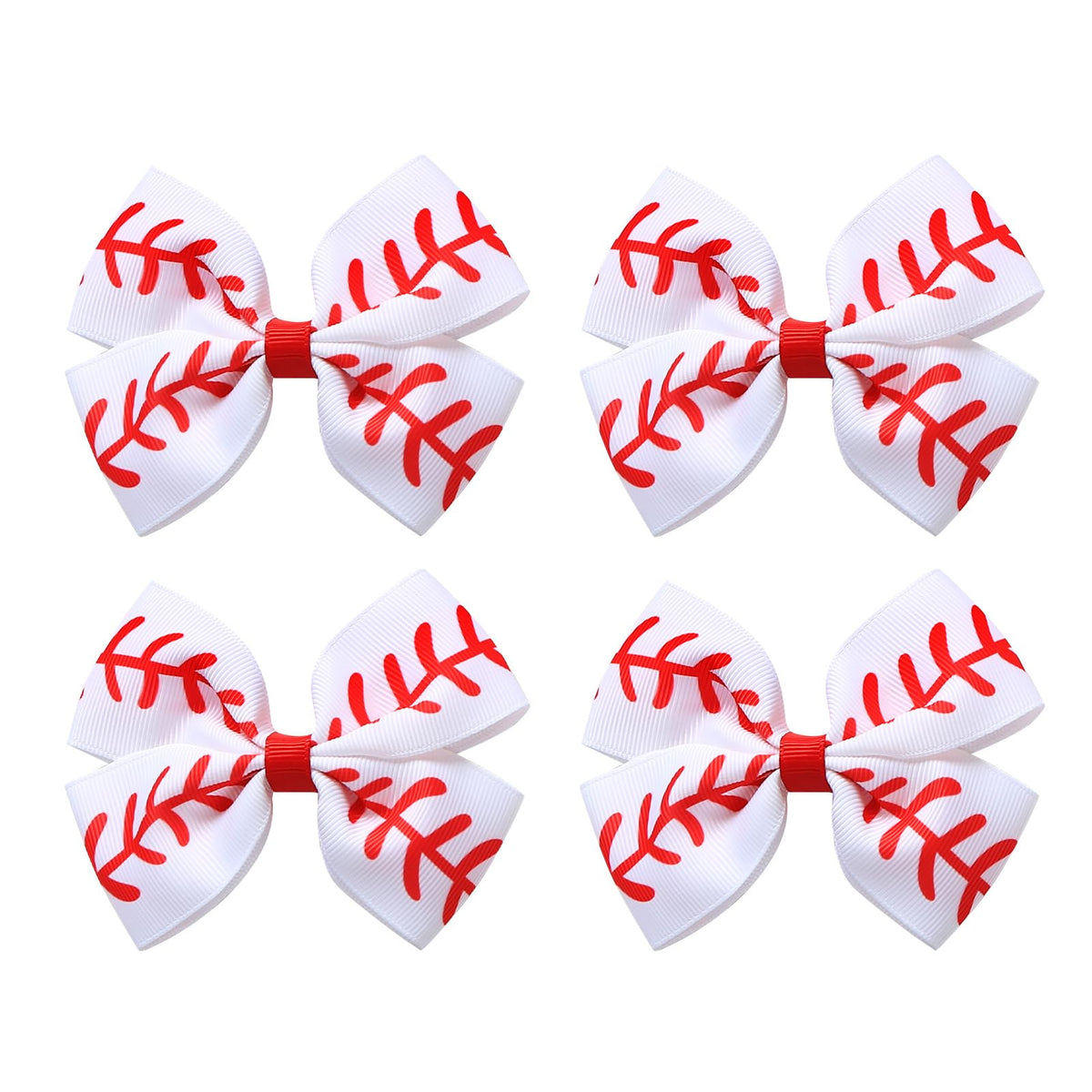 JiaDuo baseball hair bow white 4 inch pack for everyday wear