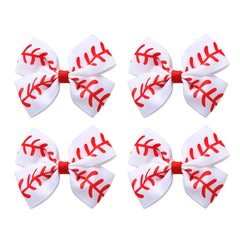 JiaDuo baseball hair bow white 4 inch pack for everyday wear