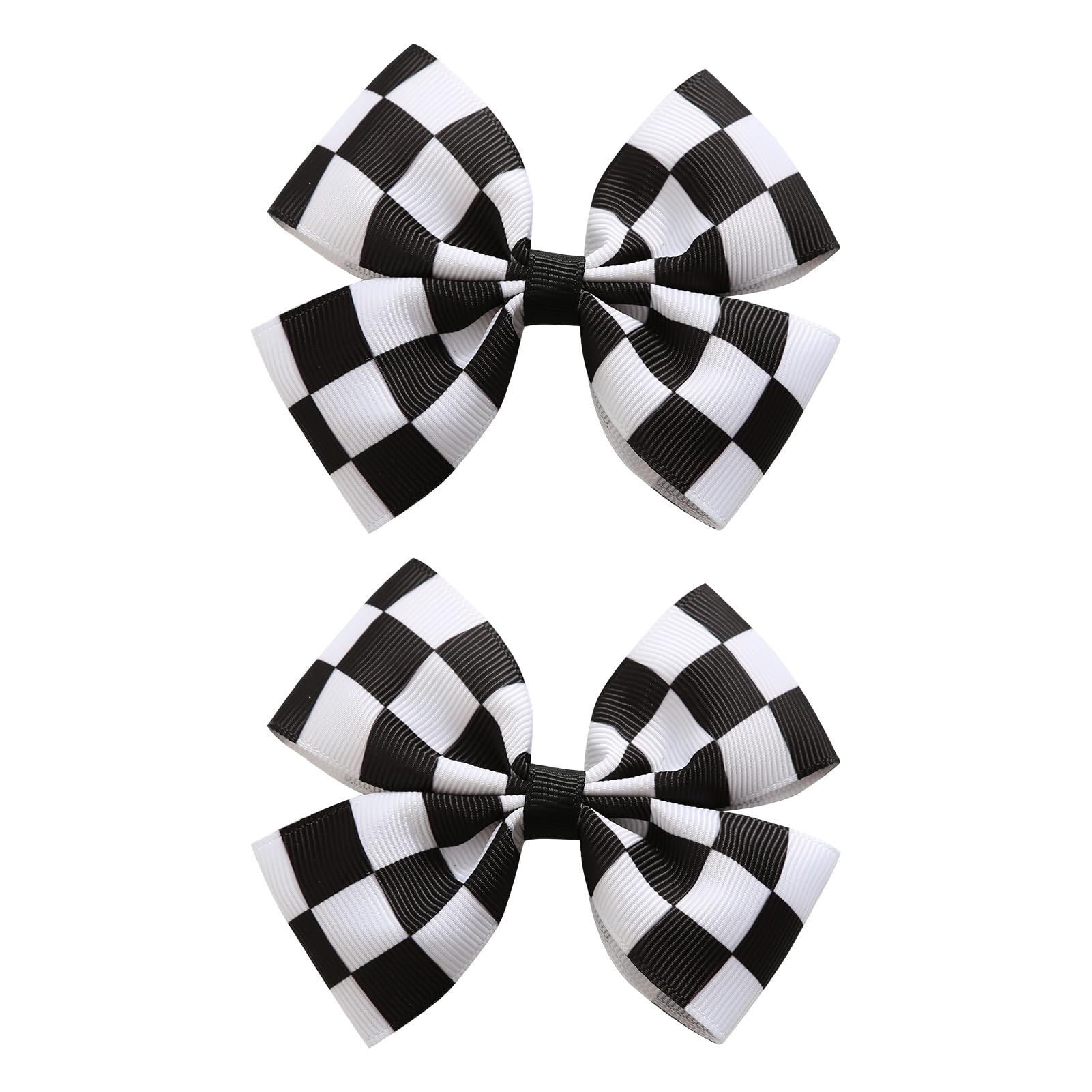 Lazo JiaDuo con cuadros negros y blancos de 4 pulgadas, ideal para peinados elegantes.