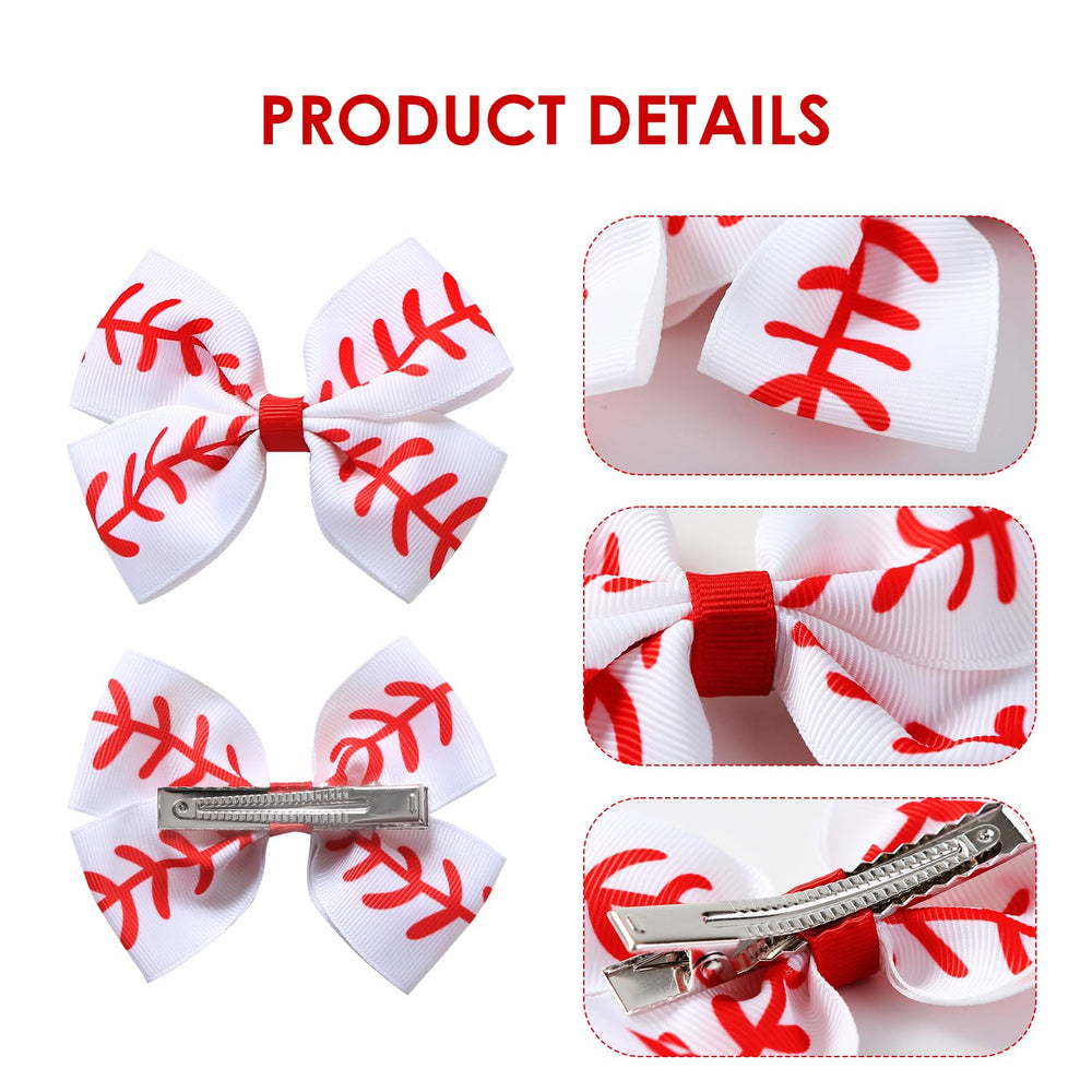 JiaDuo women's baseball hair bow clip in white for daily outfits
