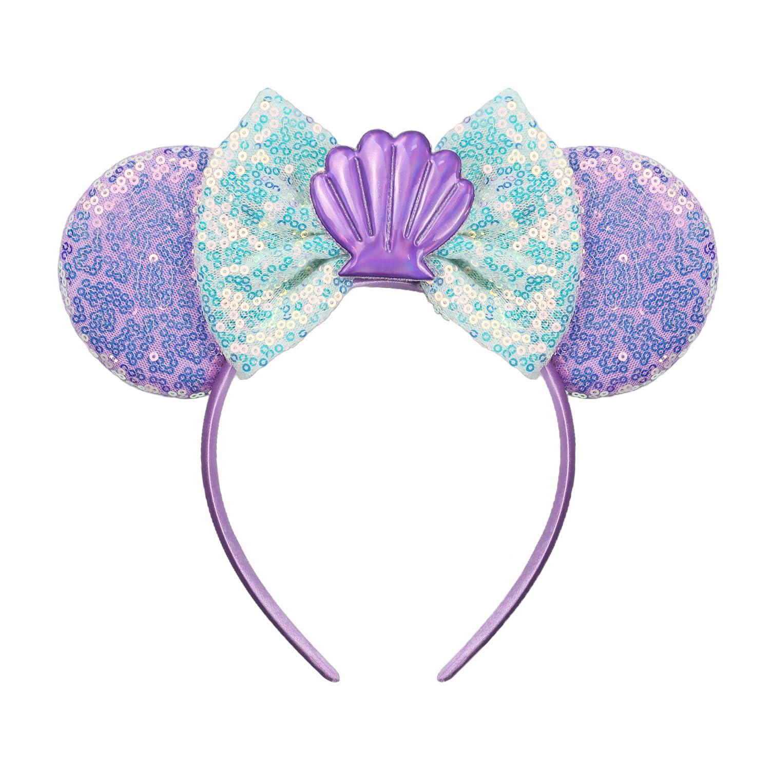 Diadema JIAHANG con orejas de ratón y lazo de lentejuelas, ideal para fiestas.