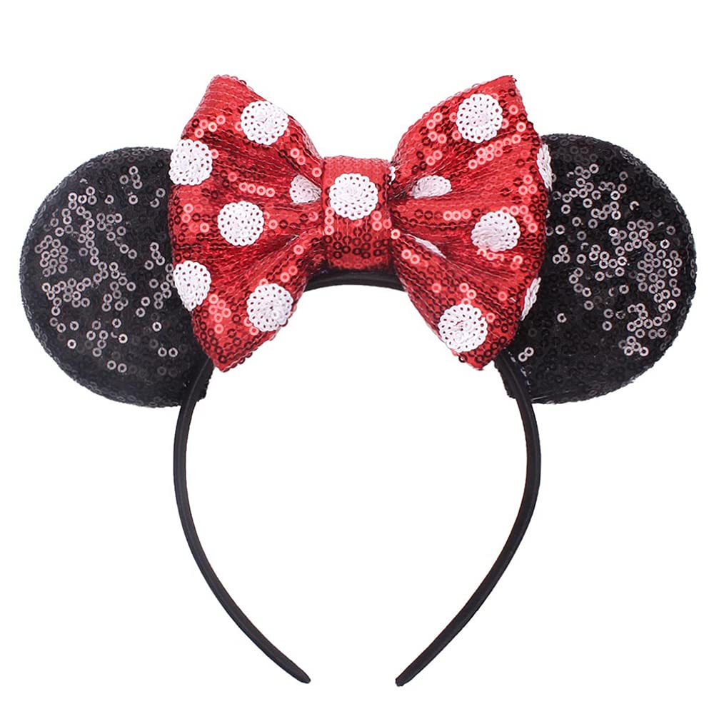 JIAHANG polka-dot mouse ear headband with sequin bow for festive photos